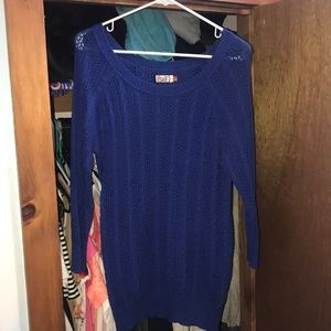 Blue oversized see through sweater
